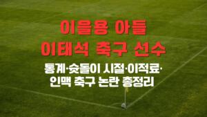 이을용 아들 이태석 (축구 선수) 통계·슛돌이 시절·이적료·인맥 축구 논란 총정리 